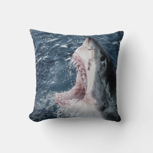 Head of Great White Shark Throw Pillow