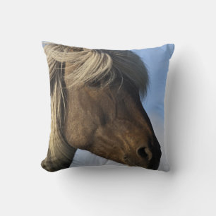 Head of Icelandic horse, Iceland Throw Pillow
