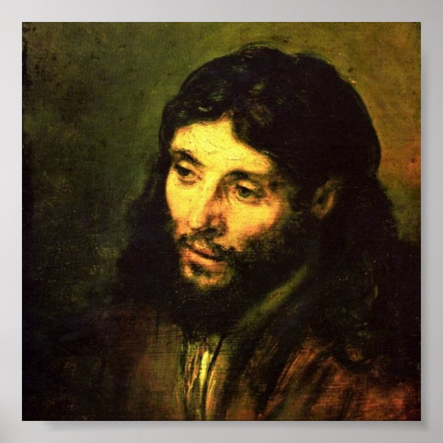 Head of Jesus By Rembrandt Poster (Front)