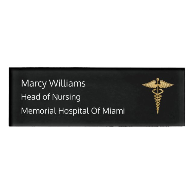 Head Of Nursing Classy Hospital Staff Name Tag (Front)