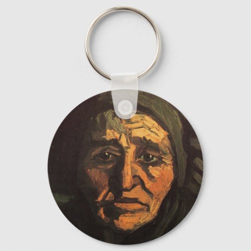 Head of Peasant Woman Lace Cap by Vincent van Gogh Keychain