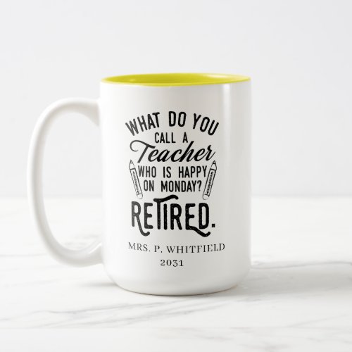 Head of School Retirement Retired Teacher Custom Two_Tone Coffee Mug
