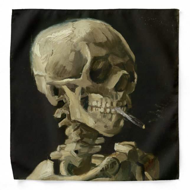 Head of Skeleton with Cigarette by Van Gogh Bandana (Front)