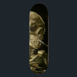 Head of Skeleton with Cigarette by Van Gogh Skateboard Deck<br><div class="desc">Head of a Skeleton with Burning Cigarette by Vincent Van Gogh, oil on canvas 1886, is a painted oil study of a human skull and upper skeleton, in the mouth of which the artist inserted a burning cigarette, producing an effect that is both macabre and humorous. Probably painted while Van...</div>