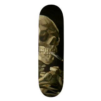 Head of Skeleton with Cigarette by Van Gogh Skateboard Deck