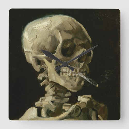 Head of Skeleton with Cigarette by Van Gogh Square Wall Clock