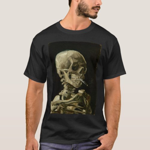 Head of Skeleton with Cigarette by Van Gogh T_Shirt