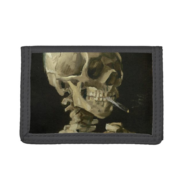Head of Skeleton with Cigarette by Van Gogh Tri-fold Wallet (Front)