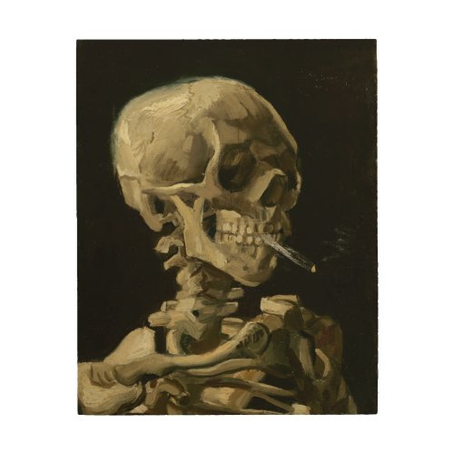 Head of Skeleton with Cigarette by Van Gogh Wood Wall Art