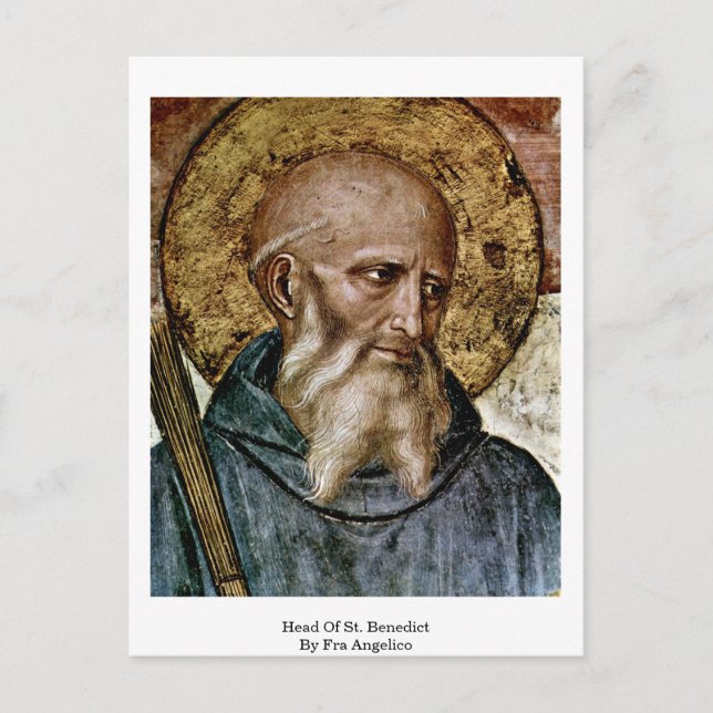 Head Of St. Benedict By Fra Angelico Postcard (Front)
