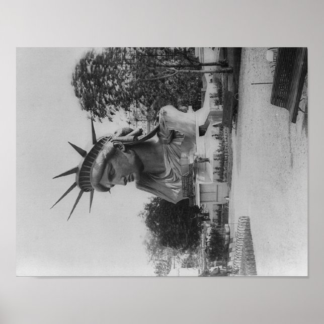 Head of Statue of Liberty in Paris Park Poster (Front)