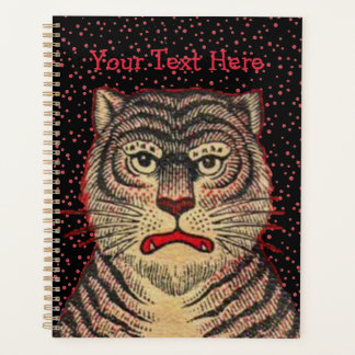Head of Striped Asian Tiger Fierce Face Red Dots Planner