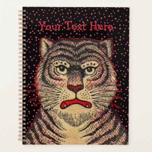 Head of Striped Asian Tiger Fierce Face Red Dots Planner