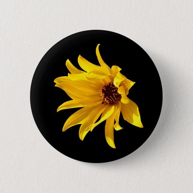 Head of yellow daisy Helenium Badge Button (Front)