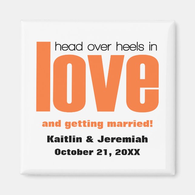 Head Over Heels Save the Date Magnet, Orange Magnet (Front)