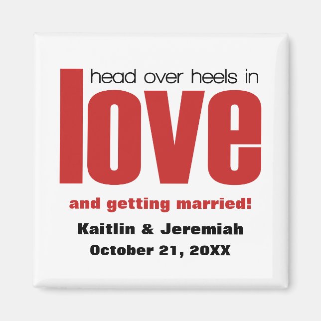 Head Over Heels Save the Date Magnet, Red Magnet (Front)