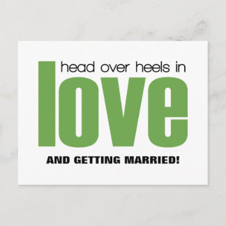 Head Over Heels Save the Date Postcard, Green Announcement Postcard