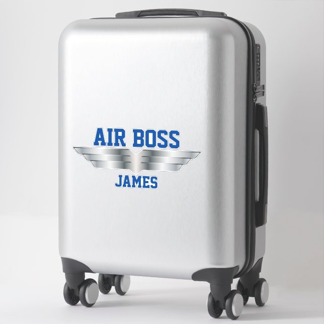 Head Pilot Air Boss Silver Pilot Wings Sticker (Suitcase)