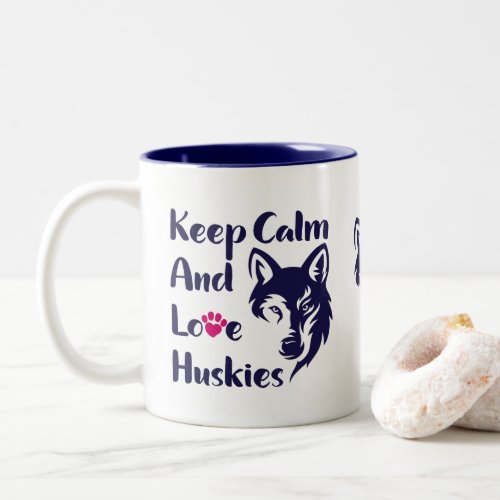 Head Siberian Husky Vintage  Two_Tone Coffee Mug