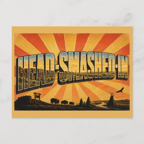 Head-Smashed-In Buffalo Jump Cliff Prairie Art Postcard