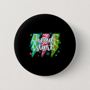 Head Start Lightning Christmas Checkered Graphic Button