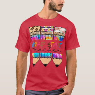 Head Start Teacher Leopard Tie Dye Pencil Back To T-Shirt