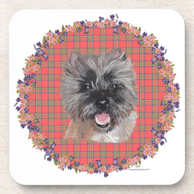 Head Study on Tartan Drink Coaster (Front)