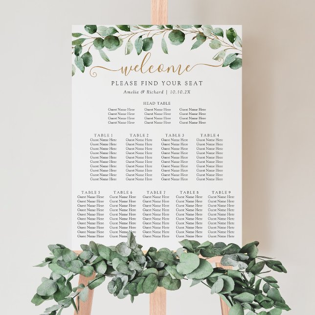 Head Table Greenery Wedding Seating Chart (Creator Uploaded)