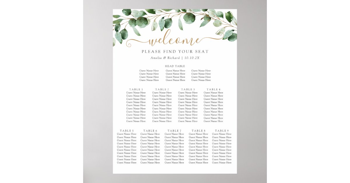 Head Table Greenery Wedding Seating Chart