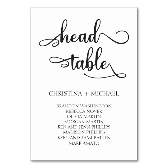 Head Table Wedding Seating Chart Card 3.5x5 | Zazzle.com