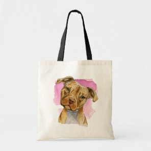 Head Tilt Pit Bull Dog Watercolor Painting Tote Bag