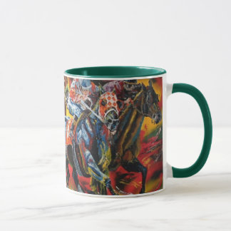 'head to head' racehorses mug