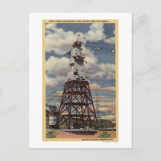 Head Tower, Mixing Plant, Shasta Dam Postcard (Front)