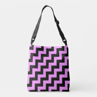 Head-turning Hot Pink and Black Diagonal Zigzags Crossbody Bag