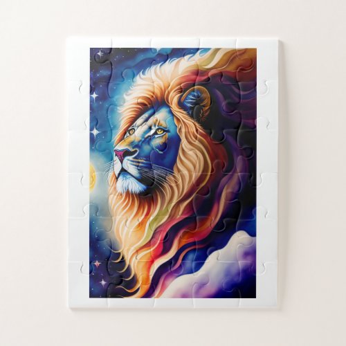 Head White Lion Colorful Art Jigsaw Puzzle