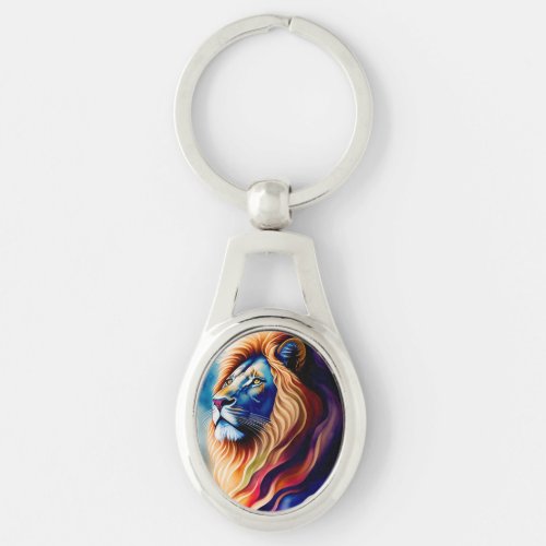 Head White Lion Colorful Art Keychain