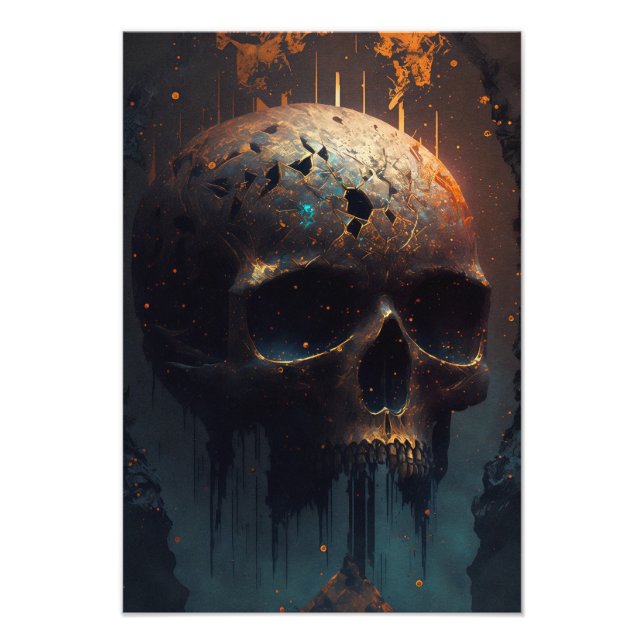 head with apocalyptic background photo print (Front)