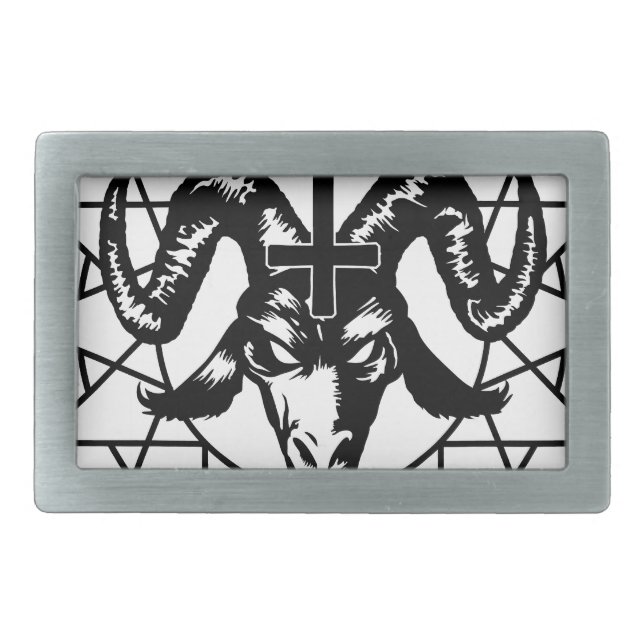 Head with Chaos Star (black) Belt Buckle (Front)