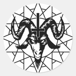 Head with Chaos Star (black) Classic Round Sticker