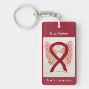 Headaches Awareness Ribbon Guardian Angel Keychain