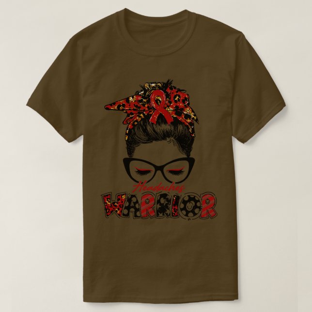 Headaches Awareness Warrior Women Glasse Messy Bun T-Shirt (Design Front)
