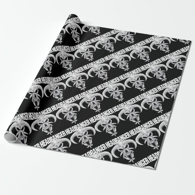 Headbanger Skull Wrapping Paper (Unrolled)