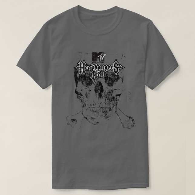 Headbangers Ball Distressed Skull And Crossbones   T-Shirt (Design Front)