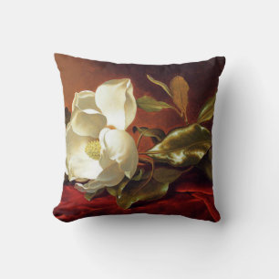Heade - A Magnolia on Red Velvet Throw Pillow