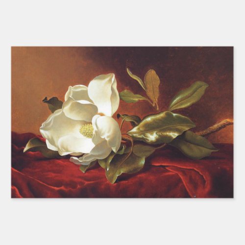 Heade _ A Magnolia on Red Velvet Wrapping Paper Sheets