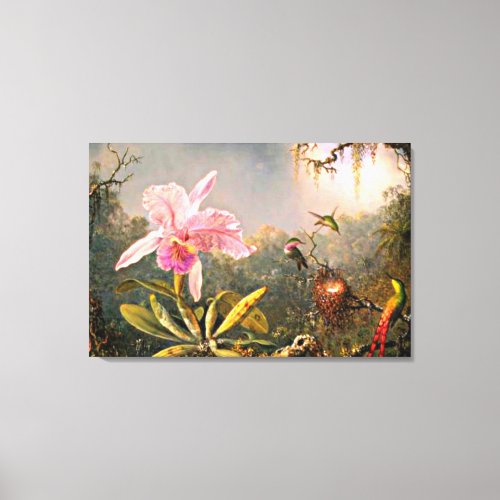 Heade _ Cattleya Orchid and Three Hummingbirds  Canvas Print