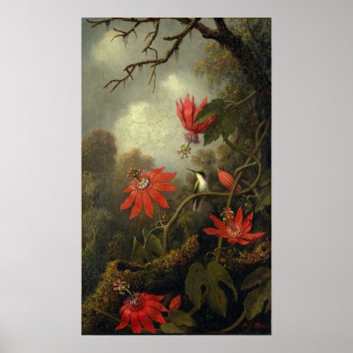 Heade _ Hummingbird And Passion Flowers Poster