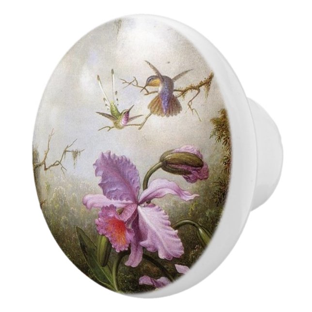Heade Hummingbird Birds Animals Floral Knob (Right)