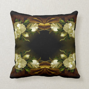 Heade Magnolia Flower Gold Velvet Throw Pillow