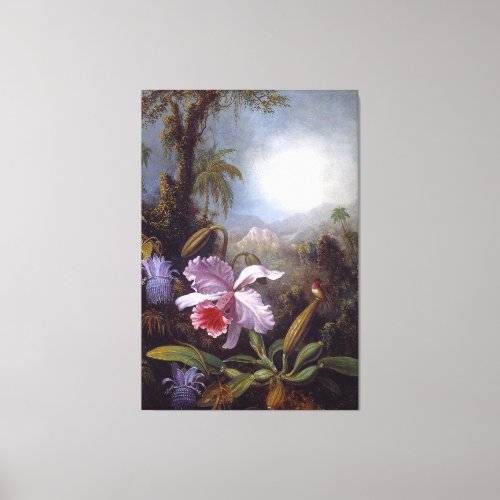 HEADE _ Orchids Passion Flowers and Hummingbird Canvas Print